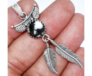 Feather - Mexican Cabbing Fossil Pendant SDP152933 P-1284, 10x10 mm