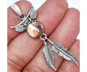 Feather - Spiny Oyster Turquoise Pendant SDP152940 P-1284, 10x10 mm