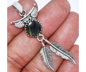 Feather - Blue Tiger Eye Pendant SDP152951 P-1284, 10x10 mm