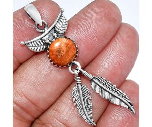 Feather - Red Sponge Coral Pendant SDP152952 P-1284, 10x10 mm