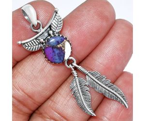 Feather - Spiny Oyster Turquoise Pendant SDP152954 P-1284, 10x10 mm