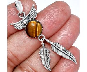 Feather - Tiger Eye Pendant SDP152956 P-1284, 10x10 mm