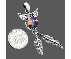 Feather - Spiny Oyster Turquoise Pendant SDP152957 P-1284, 10x10 mm