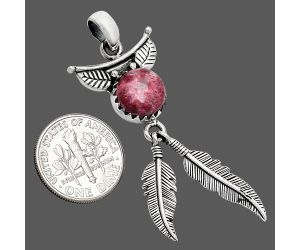 Feather - Pink Thulite Pendant SDP152958 P-1284, 10x10 mm