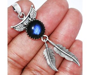 Feather - Blue Fire Labradorite Pendant SDP152964 P-1284, 11x11 mm