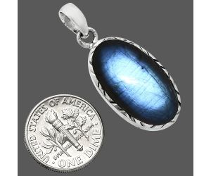 Blue Fire Labradorite Pendant SDP153043 P-1079, 13x23 mm