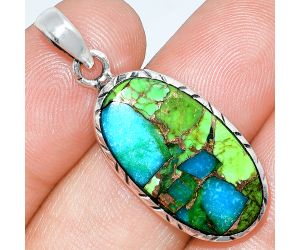 Blue Turquoise In Green Mohave Pendant SDP153069 P-1079, 13x24 mm