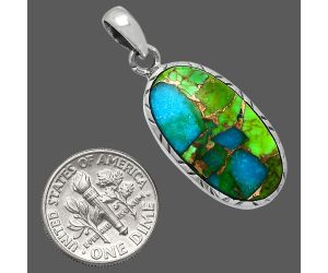 Blue Turquoise In Green Mohave Pendant SDP153069 P-1079, 13x24 mm