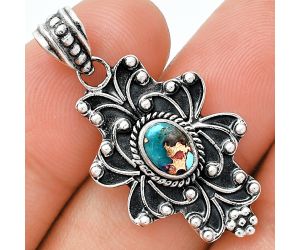 Kingman Pink Dahlia Turquoise Pendant SDP153090 P-1558, 7x5 mm