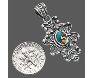 Kingman Pink Dahlia Turquoise Pendant SDP153090 P-1558, 7x5 mm