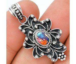 Kingman Orange Dahlia Turquoise Pendant SDP153094 P-1558, 7x5 mm