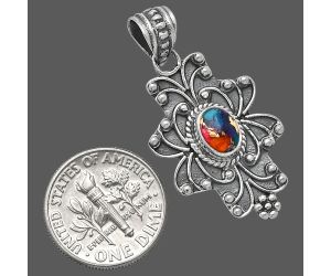 Kingman Orange Dahlia Turquoise Pendant SDP153094 P-1558, 7x5 mm