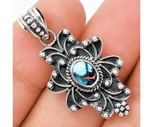 Kingman Pink Dahlia Turquoise Pendant SDP153120 P-1558, 7x5 mm