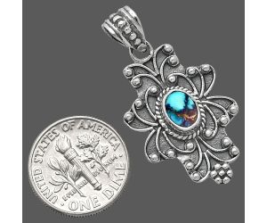 Kingman Pink Dahlia Turquoise Pendant SDP153120 P-1558, 7x5 mm