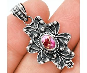 Kingman Pink Dahlia Turquoise Pendant SDP153121 P-1558, 7x5 mm