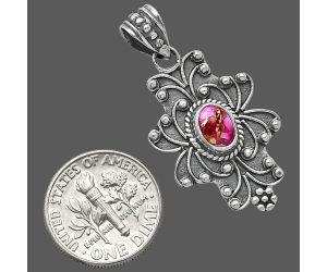 Kingman Pink Dahlia Turquoise Pendant SDP153121 P-1558, 7x5 mm