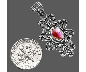 Kingman Pink Dahlia Turquoise Pendant SDP153123 P-1558, 7x5 mm