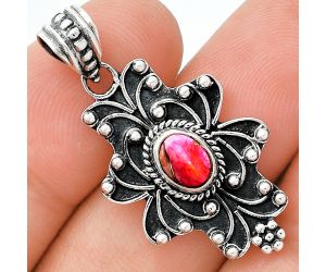 Kingman Orange Dahlia Turquoise Pendant SDP153126 P-1558, 7x5 mm