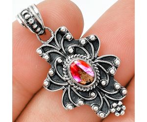 Kingman Orange Dahlia Turquoise Pendant SDP153145 P-1558, 7x5 mm