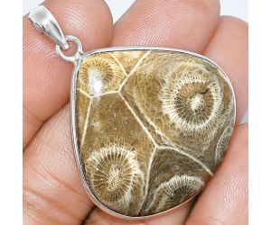 Flower Fossil Coral Pendant SDP153290 P-1001, 33x33 mm