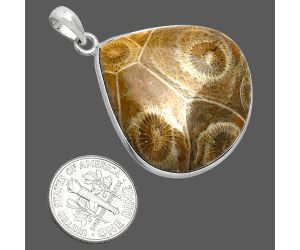 Flower Fossil Coral Pendant SDP153290 P-1001, 33x33 mm