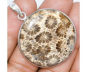 Flower Fossil Coral Pendant SDP153291 P-1001, 32x32 mm