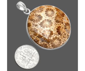 Flower Fossil Coral Pendant SDP153291 P-1001, 32x32 mm