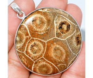 Flower Fossil Coral Pendant SDP153392 P-1001, 40x40 mm