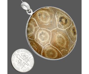 Flower Fossil Coral Pendant SDP153392 P-1001, 40x40 mm