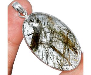 Actinolite In Quartz Pendant SDP153461 P-1001, 22x38 mm