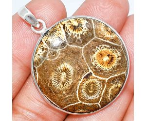 Flower Fossil Coral Pendant SDP153479 P-1001, 31x31 mm