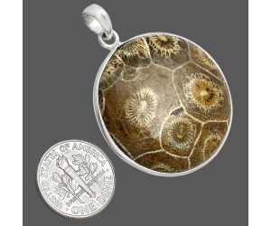 Flower Fossil Coral Pendant SDP153479 P-1001, 31x31 mm