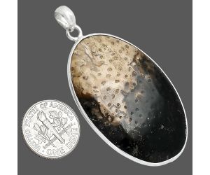 Black Root Plume Agate Pendant SDP153483 P-1001, 28x44 mm