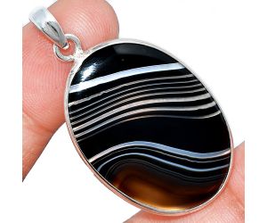 Black Botswana Agate Pendant SDP153487 P-1001, 24x34 mm