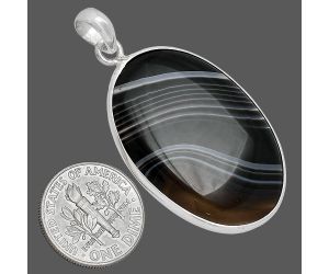 Black Botswana Agate Pendant SDP153487 P-1001, 24x34 mm