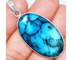 Marine Blue Dendritic Opal Pendant SDP153505 P-1001, 20x36 mm