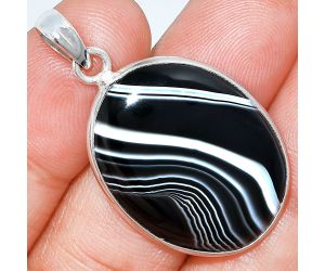 Black Botswana Agate Pendant SDP153513 P-1001, 21x28 mm