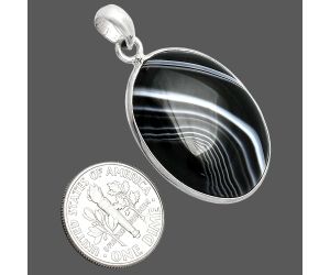 Black Botswana Agate Pendant SDP153513 P-1001, 21x28 mm