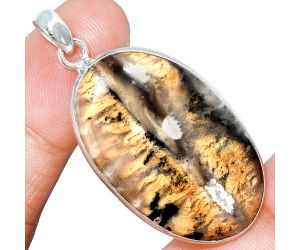 Rose Plume Agate Pendant SDP153528 P-1001, 22x36 mm