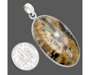 Rose Plume Agate Pendant SDP153528 P-1001, 22x36 mm