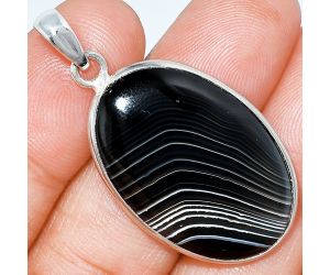 Black Botswana Agate Pendant SDP153540 P-1001, 19x31 mm