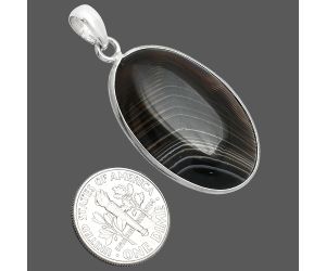 Black Botswana Agate Pendant SDP153540 P-1001, 19x31 mm