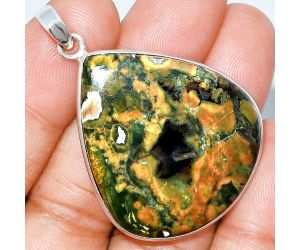 Rhyolite - Rainforest Jasper Pendant SDP153542 P-1001, 32x37 mm