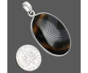 Black Botswana Agate Pendant SDP153549 P-1001, 22x32 mm