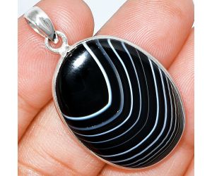 Black Botswana Agate Pendant SDP153551 P-1001, 22x31 mm