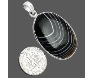 Black Botswana Agate Pendant SDP153551 P-1001, 22x31 mm