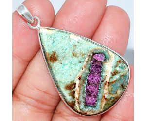 Ruby In Fuchsite Pendant SDP153558 P-1001, 27x42 mm