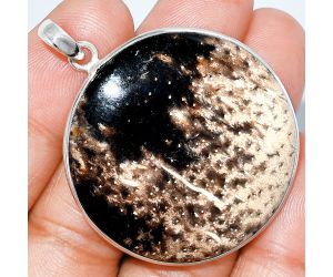 Black Root Plume Agate Pendant SDP153563 P-1001, 38x38 mm