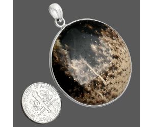 Black Root Plume Agate Pendant SDP153563 P-1001, 38x38 mm