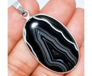 Black Botswana Agate Pendant SDP153598 P-1001, 22x36 mm